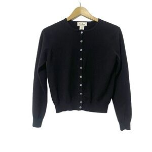 L.L. Bean Black Cashmere Button Up Cardigan Size XS